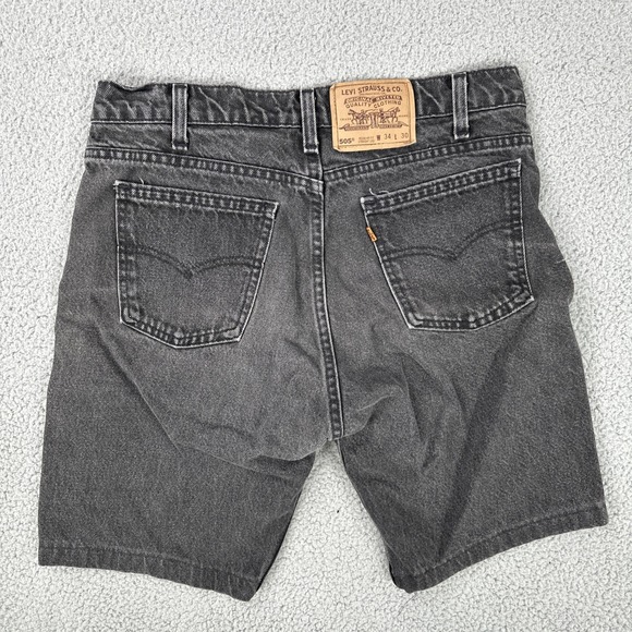 Vtg 90's Levi's 505 Orange Tab Denim Shorts 34 Black Cut Off Hemmed Made in USA - Picture 15 of 16